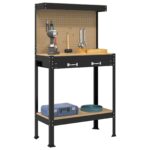 vidaXL Pracovný stôl Čierny 81 x 41 x 145 cm Spracované drevo a kov – Obrázok 3
