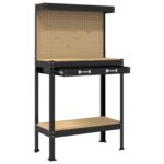 vidaXL Pracovný stôl Čierny 81 x 41 x 145 cm Spracované drevo a kov – Obrázok 5