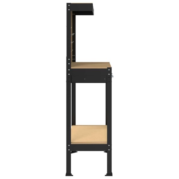 vidaXL Pracovný stôl Čierny 81 x 41 x 145 cm Spracované drevo a kov – Obrázok 7