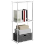 vidaXL Úložná polica s poličkou biela 43 x 27 x 90 cm Hliník – Obrázok 3