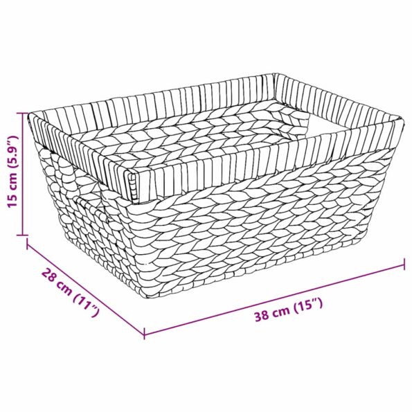 vidaXL Úložné košíky 2 pcs Prírodná 38 x 28 x 15 cm Vodný hyacint – Obrázok 11
