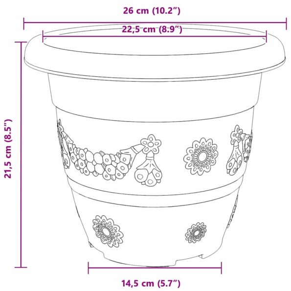 vidaXL Kulatý kvetináč 24 pcs Čierna Ø 26 x 21.5 cm Plast – Obrázok 9