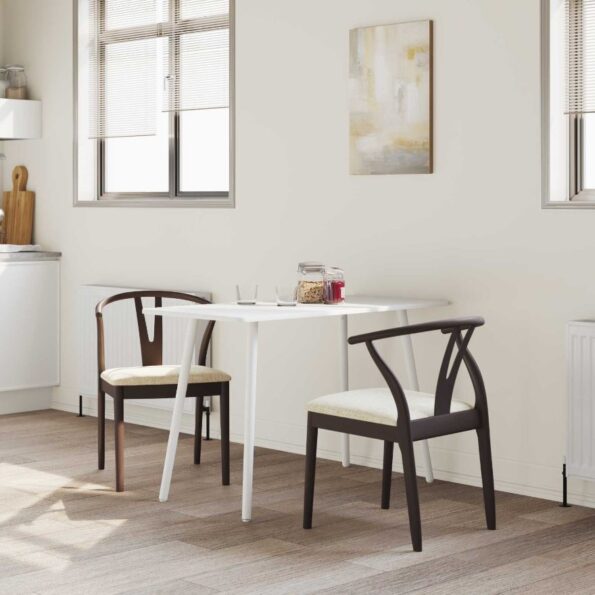 vidaXL Jedálenská stolička 2 pcs Svetlohnedá a svetlá – Obrázok 3