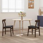 vidaXL Jedálenská stolička 2 pcs Svetlohnedá a čierna – Obrázok 3