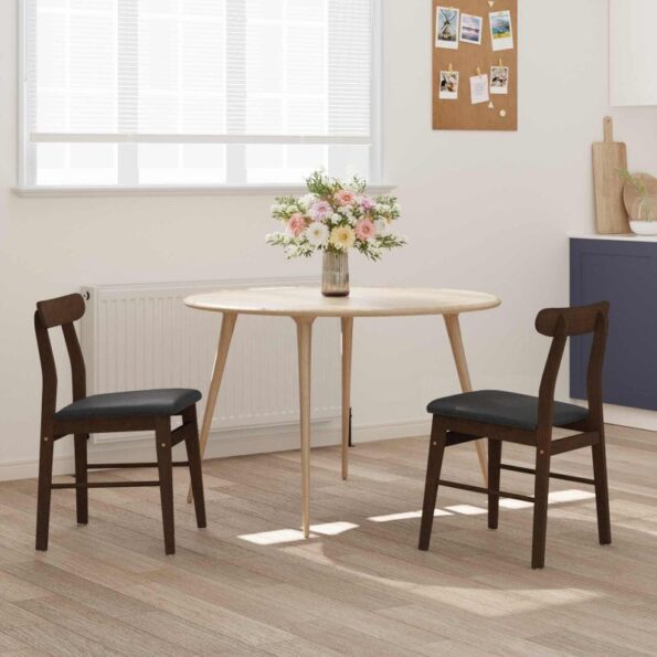 vidaXL Jedálenská stolička 2 pcs Svetlohnedá a čierna – Obrázok 3