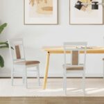 vidaXL Jedálenská stolička 2 pcs Biela a hnedá Masívne drevo