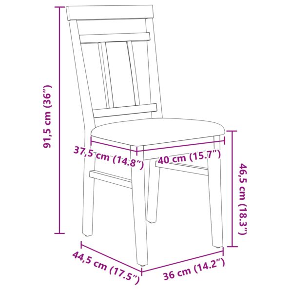 vidaXL Jedálenská stolička 2 pcs Biela a hnedá Masívne drevo – Obrázok 11
