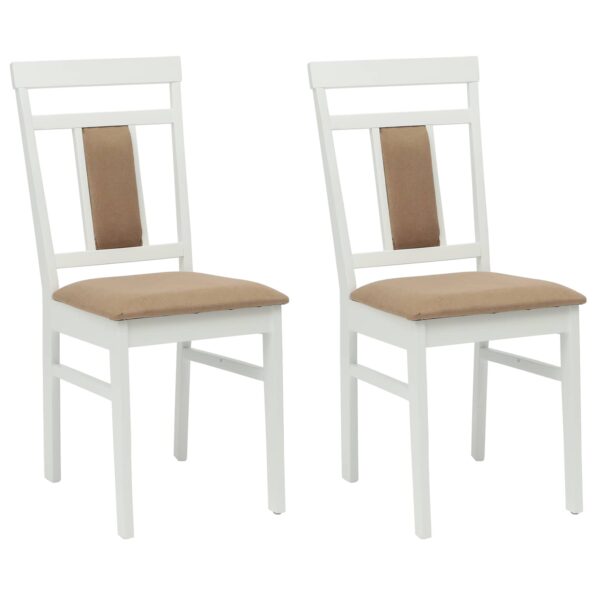vidaXL Jedálenská stolička 2 pcs Biela a hnedá Masívne drevo – Obrázok 2