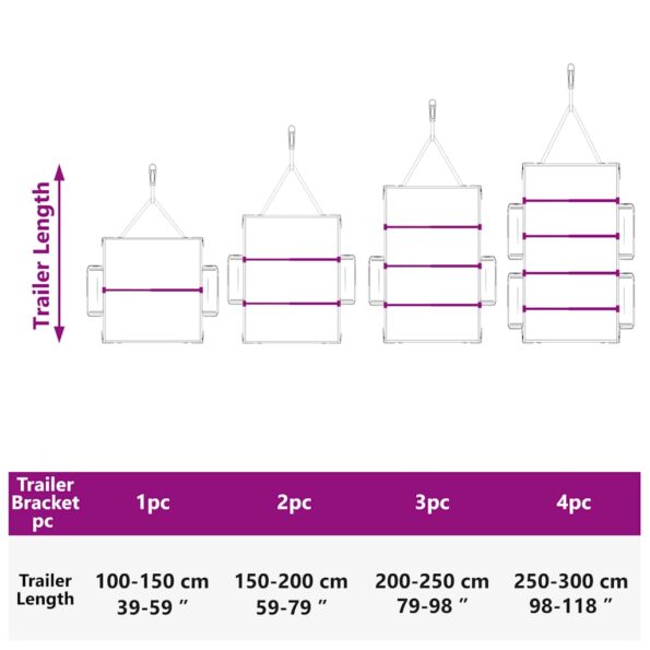 vidaXL vhodné pre plochý držiak na plachtu 3 pcs Strieborná 130-210 cm – Obrázok 12