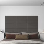 vidaXL Nástenný čelník 12 pcs Tmavo šedá 60 x 15 cm látka