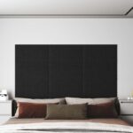 vidaXL Nástenný čelník 12 pcs Čierna 60 x 30 cm látka