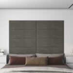 vidaXL Nástenný čelník 12 pcs Tmavo šedá 90 x 30 cm Zamat
