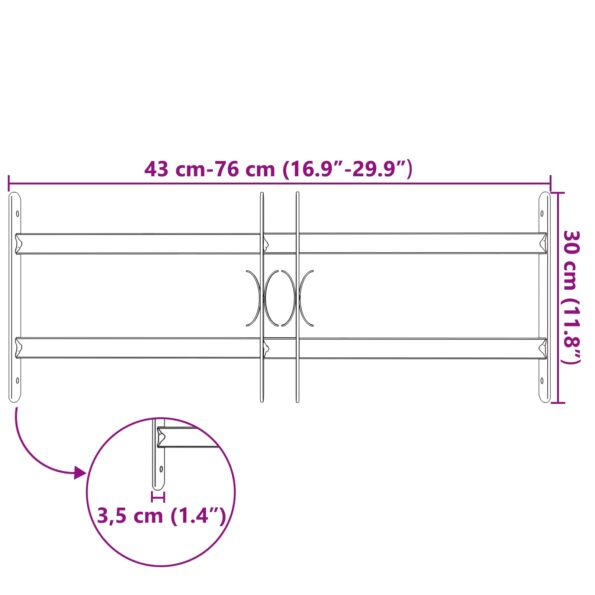 vidaXL Mriežka okna Čierna 76 x 30 cm – Obrázok 7