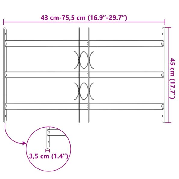 vidaXL Mriežka okna 75.5 x 45 cm Oceľ s práškovou povrchovou úpravou – Obrázok 7