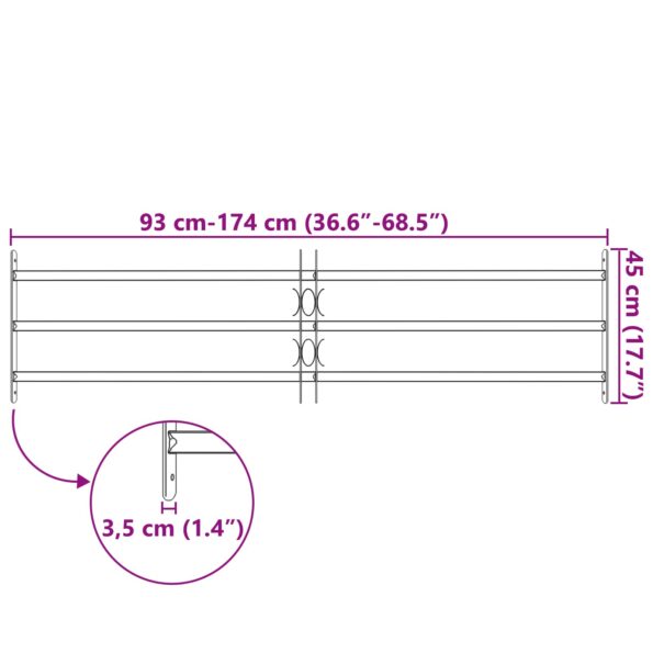 vidaXL Mriežka okna Čierna 174 x 45 cm – Obrázok 7