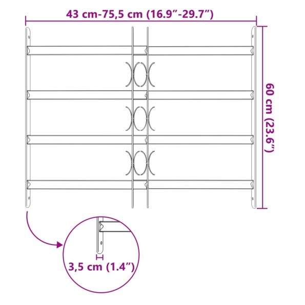 vidaXL Mriežka okna Čierna 75,5 x 60 cm – Obrázok 7