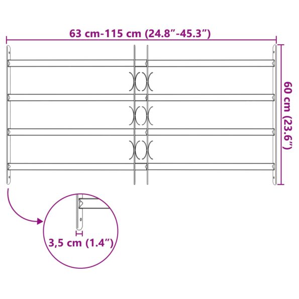 vidaXL Mriežka okna Čierna 115 x 60 cm – Obrázok 7