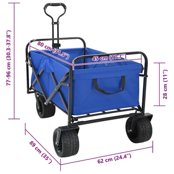 vidaXL Skladací ručný vozík Modrá 89 x 63 x 96 cm – Obrázok 11