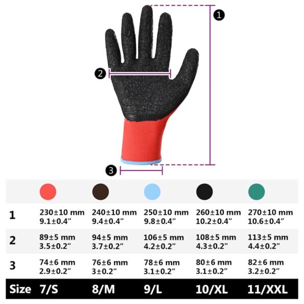 vidaXL Pracovné rukavice 12 pcs Červená a čierna 9 / l – Obrázok 10