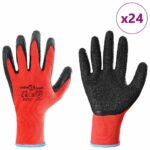 vidaXL Pracovné rukavice 24 pcs Červená a čierna 9 / l – Obrázok 3