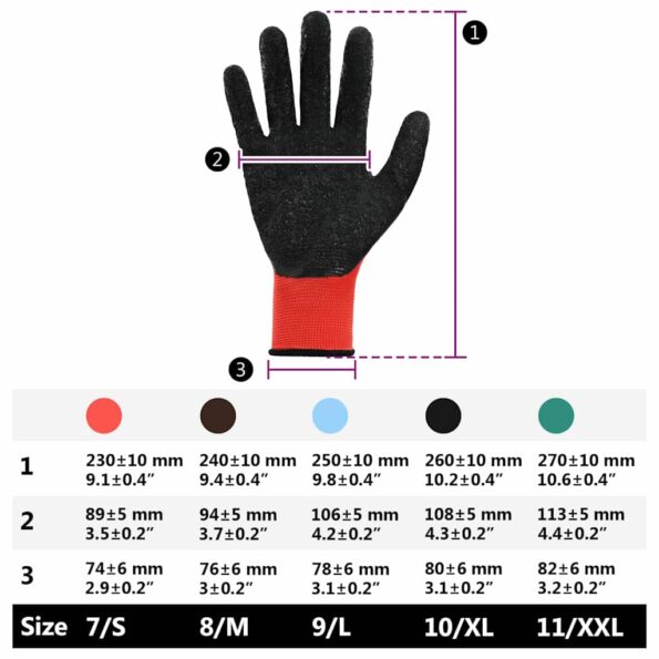vidaXL Pracovné rukavice 12 pcs Červená a čierna 10 / xl – Obrázok 10