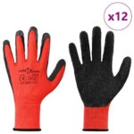 vidaXL Pracovné rukavice 12 pcs Červená a čierna 10 / xl – Obrázok 3