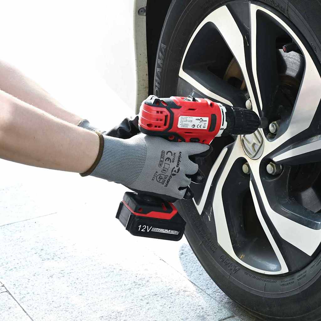 42020701_1.jpg vidaXL Pracovné rukavice 24 pcs Šedá a čierna 7 / S Polyester – Obrázok 1