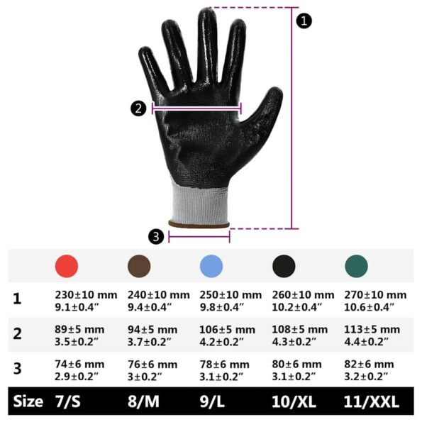 vidaXL Pracovné rukavice 12 pcs Šedá a čierna 8 / m Polyester – Obrázok 10