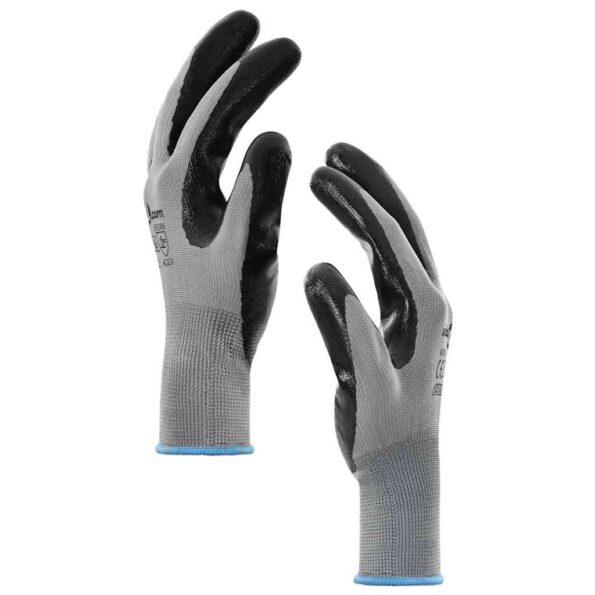 vidaXL Pracovné rukavice 12 pcs Šedá a čierna 9 / l Polyester – Obrázok 4
