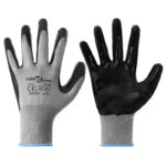 vidaXL Pracovné rukavice 24 pcs Šedá a čierna 9 / l Polyester – Obrázok 2
