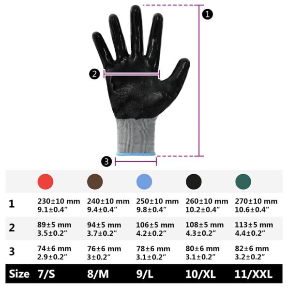 vidaXL Pracovné rukavice 24 pcs Šedá a čierna 9 / l Polyester – Obrázok 9