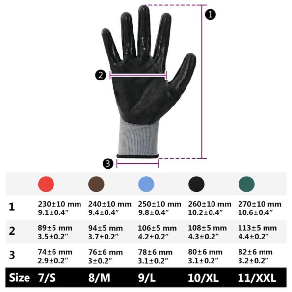 vidaXL Pracovné rukavice 24 pcs Šedá a čierna 10 / xl Polyester – Obrázok 9
