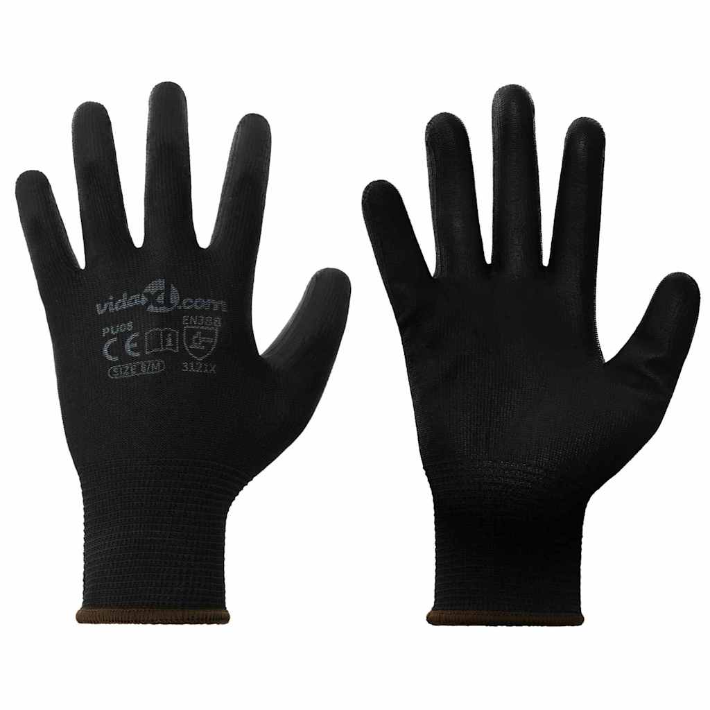 42020713_1.jpg vidaXL Pracovné rukavice 24 pcs Čierna 8 / m Polyester – Obrázok 1