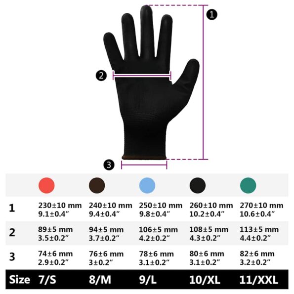 vidaXL Pracovné rukavice 24 pcs Čierna 8 / m Polyester – Obrázok 10