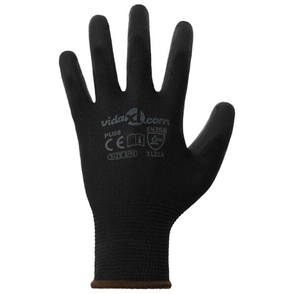 vidaXL Pracovné rukavice 24 pcs Čierna 8 / m Polyester – Obrázok 5