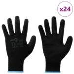 vidaXL Pracovné rukavice 24 pcs Čierna 9 / l Polyester – Obrázok 2