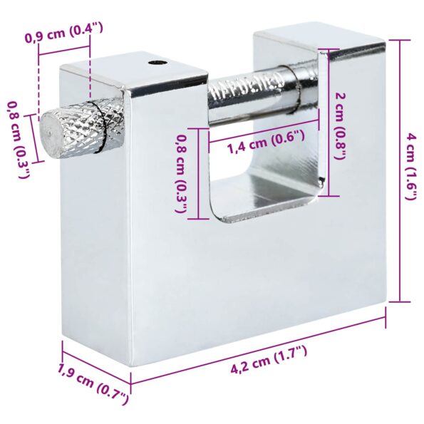vidaXL Visiaci zámok 2 pcs Strieborná Oceľ – Obrázok 9