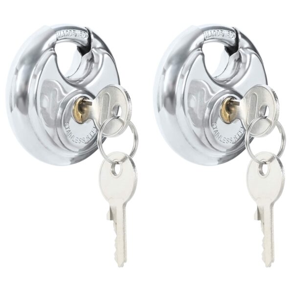 vidaXL Zámky na disk so kľúčmi 2 pcs Strieborná 6 x 2.3 x 6 cm – Obrázok 2