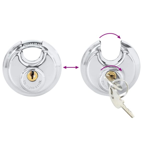 vidaXL Zámky na disk so kľúčmi 2 pcs Strieborná 6 x 2.3 x 6 cm – Obrázok 8