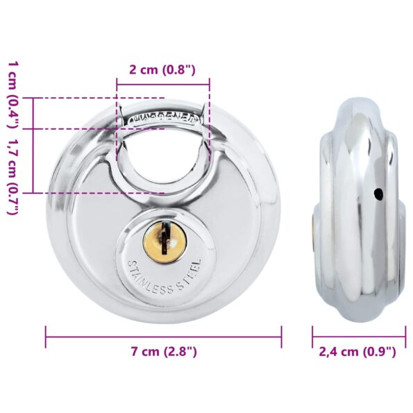 vidaXL Zámky na disk so kľúčmi 2 pcs Strieborná 7 x 2.4 x 7 cm – Obrázok 9
