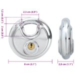 vidaXL Zámky na disk so kľúčmi 2 pcs Strieborná 8 x 2.8 x 8 cm – Obrázok 9