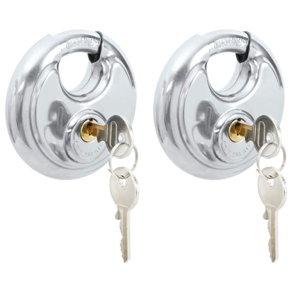 vidaXL Zámky na disk so kľúčmi 2 pcs Strieborná 9 x 2.8 x 9 cm – Obrázok 2