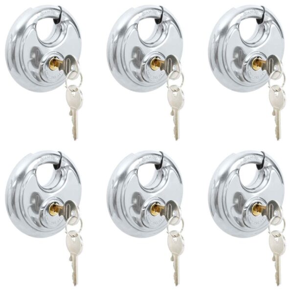 vidaXL Zámky na disk so kľúčmi 6 pcs Strieborná 9 x 2.8 x 9 cm – Obrázok 2