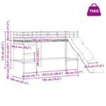 vidaXL Detská poschodová posteľ s toboganom Čierna a antracit – Obrázok 12