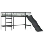 vidaXL Detská poschodová posteľ s toboganom Čierna a antracit – Obrázok 2