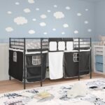 vidaXL Rám poschodovej postele pre deti s závesmi Čierna 107 x 201 cm – Obrázok 3