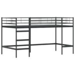 vidaXL Rám poschodovej postele pre deti s závesmi Čierna 107 x 201 cm – Obrázok 5