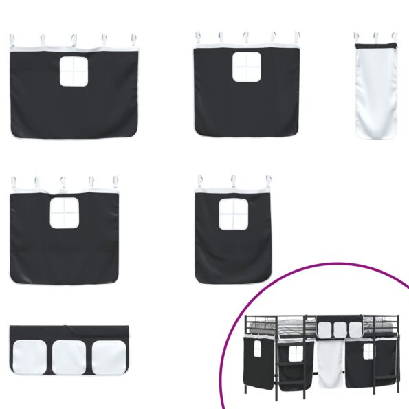 vidaXL Rám poschodovej postele pre deti s závesmi Čierna 107 x 201 cm – Obrázok 7