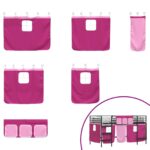 vidaXL Rám poschodovej postele pre deti s závesmi Čierna a Ružová – Obrázok 7