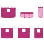 vidaXL Rám poschodovej postele pre deti s závesmi Biela a ružová – Obrázok 8